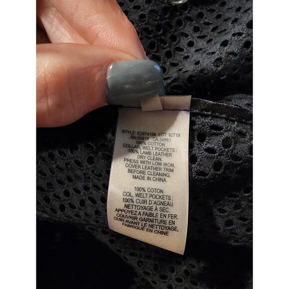 Elie Tahari Edition 1974 Capsule Collection Mesh Shacket sz S Lamb Leather Trim - Picture 8 of 13